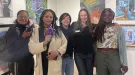 Sasha Thomas, Manager at Willits Center for the Arts with artist, Rose Holcomb, Gallery Director, Jazzminh Moore and friends Symba and Ambria