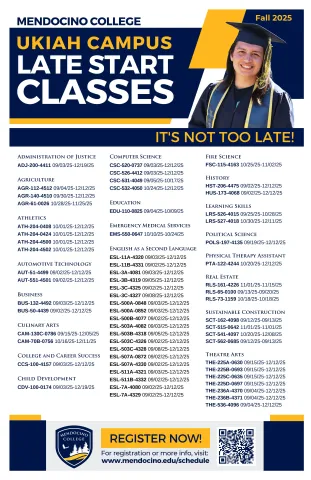 FA25 Ukiah Late Start Classes