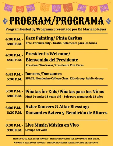 The Program for the 2025 Day of the Dead at Mendocino College
