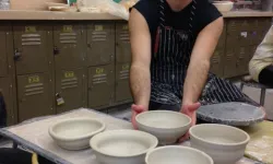 Student in ceramics studio