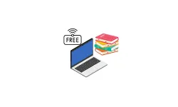 A cluster of images including a free WIFI symbol, a laptop and a stack of books. 
