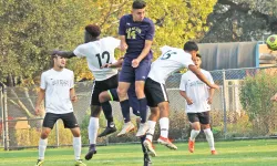 men's soccer team action shot