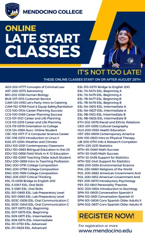 Late Start Classes Online Fall 2023