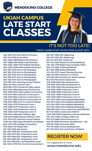 Late Start Classes - Ukiah Fall 2023